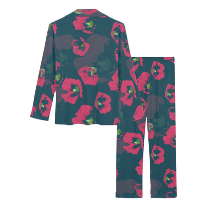 Morning Glory Pattern Print Design 01 Women's Long Pajama Set