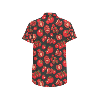 Tomato Print Design LKS303 Men Short Sleeve Button Up Shirt