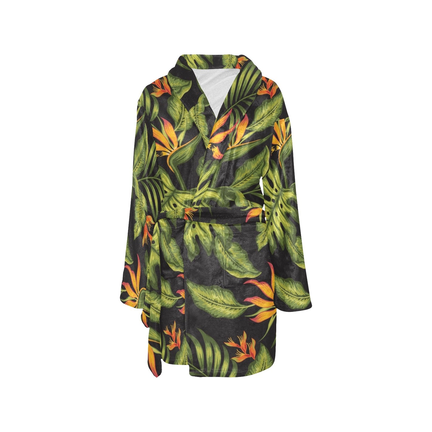 Bird Of Paradise Pattern Print Design BOP013 Women's Fleece Robe