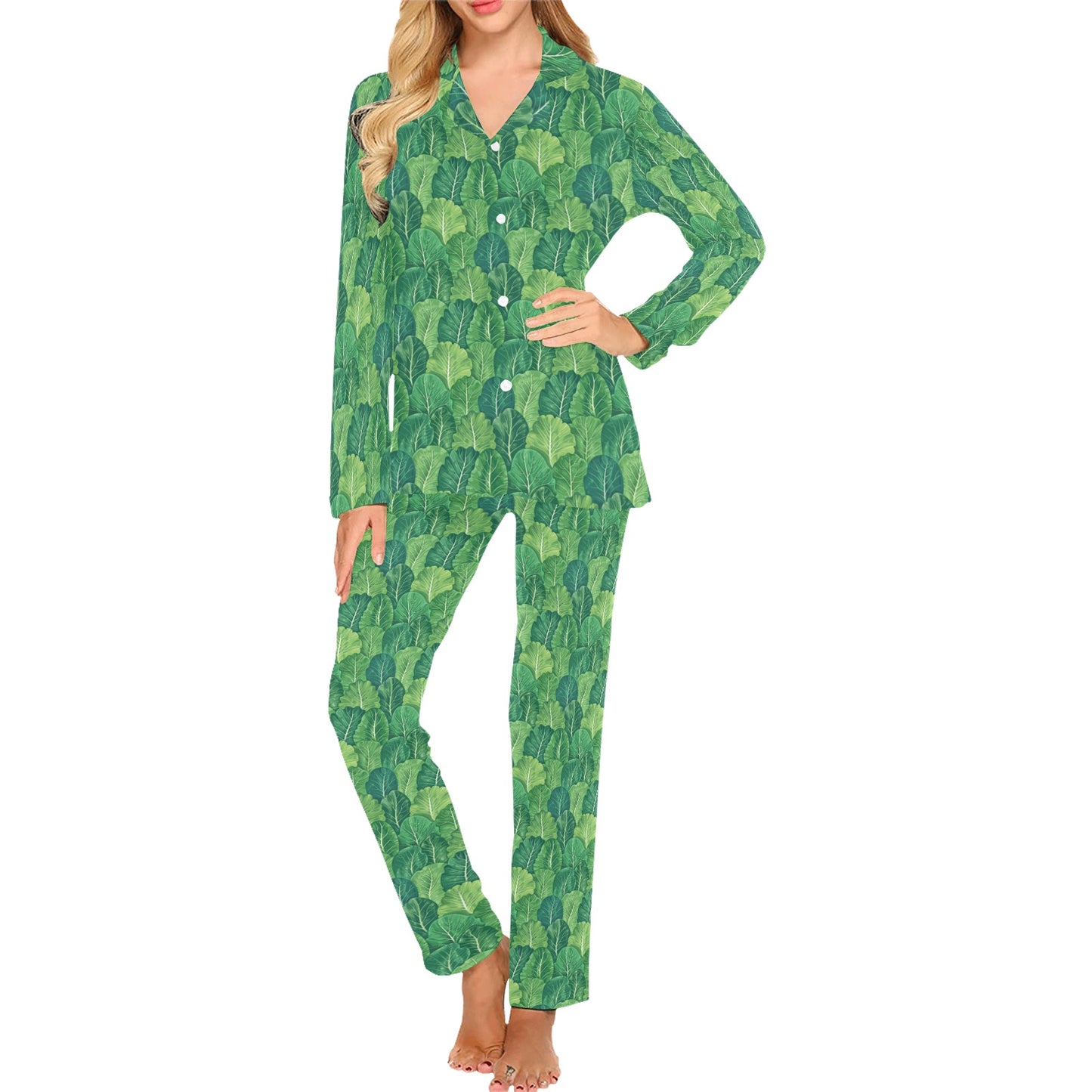 Cabbage Pattern Print Design 02 Women's Long Pajama Set