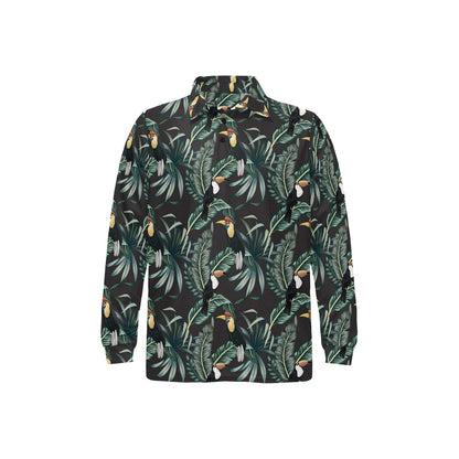 Rainforest Pattern Print Design RF06 Long Sleeve Polo Shirt For Men's