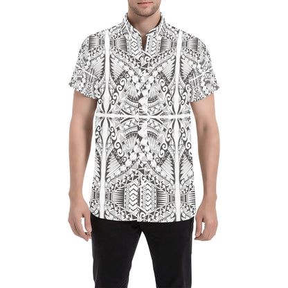 Samoan Style Print Design LKS301 Men Short Sleeve Button Up Shirt