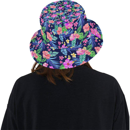 Neon Hibiscus Pattern Print Design HB016 Unisex Bucket Hat