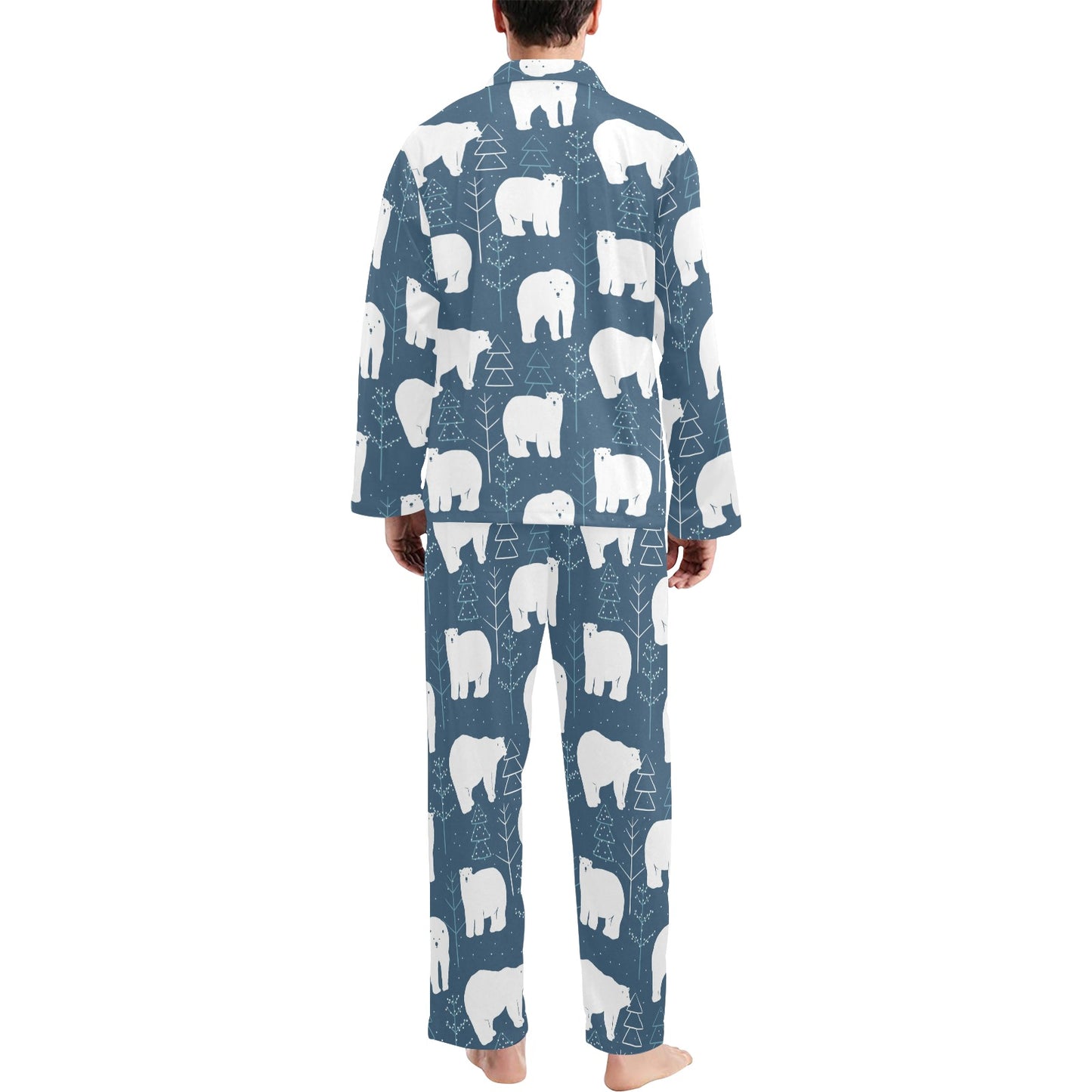 Polar Bear Pattern Print Design A01 Men's Long Pajama Set
