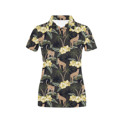 Cheetah Pattern Print Design 04 Women's Polo Shirt