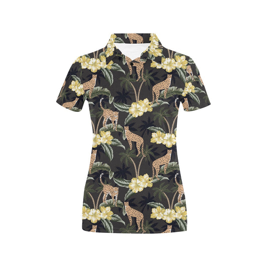 Cheetah Pattern Print Design 04 Women's Polo Shirt