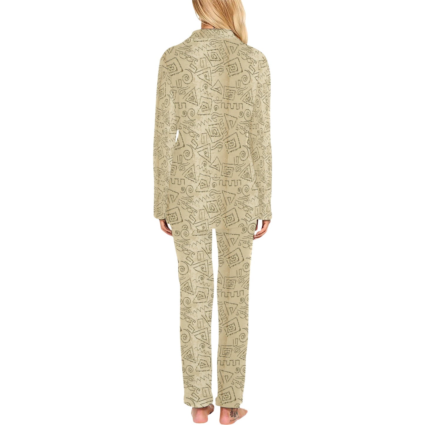 Ancient Greek Print Design LKS3013 Women's Long Pajama Set