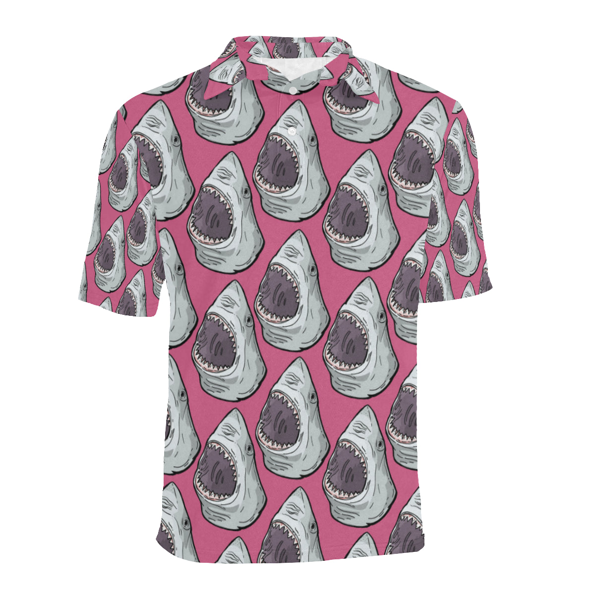 Great White Shark Pattern Print Design 01 Men Polo Shirt