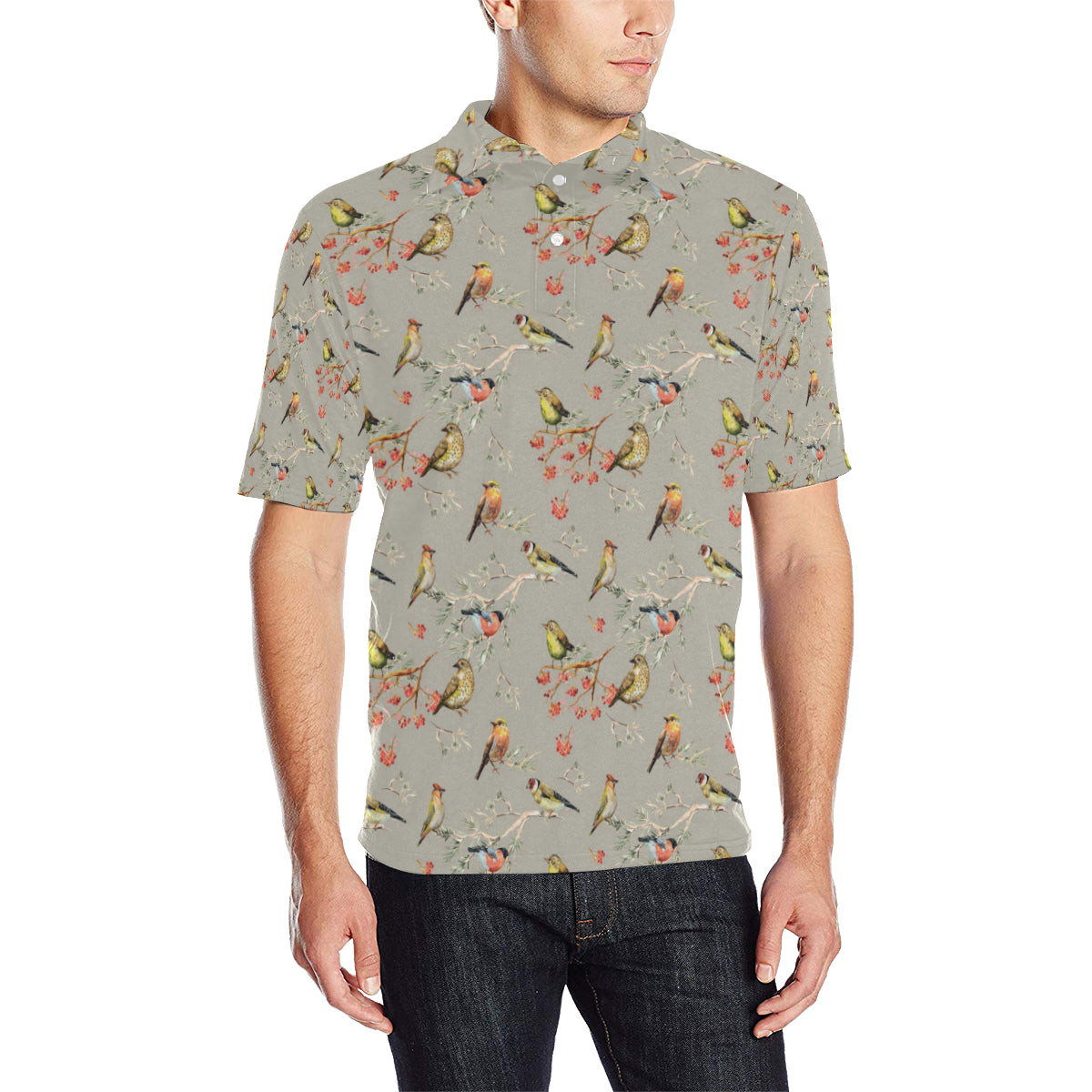 Birds Pattern Print Design 03 Men Polo Shirt
