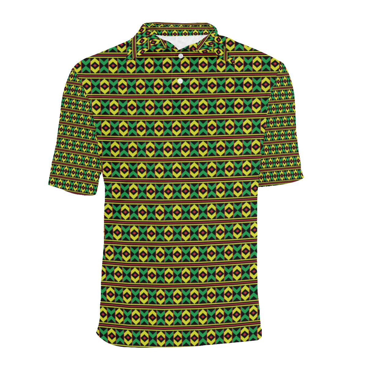 African Geometric Print Pattern Men Polo Shirt