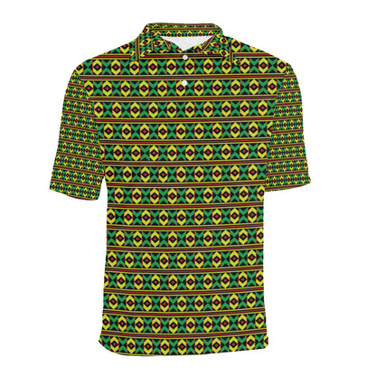 African Geometric Print Pattern Men Polo Shirt