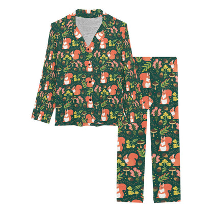 Squirrel Print Design LKS302 Women's Long Pajama Set