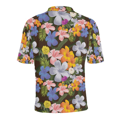 Plumeria Pattern Print Design PM03 Men Polo Shirt