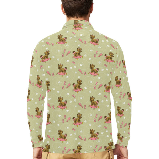 Yorkshire Cute Terriers Print Design LKS301 Long Sleeve Polo Shirt For Men's
