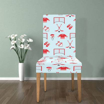 Hockey Red Equipment Print Design LKS305 Dining Chair Slipcover