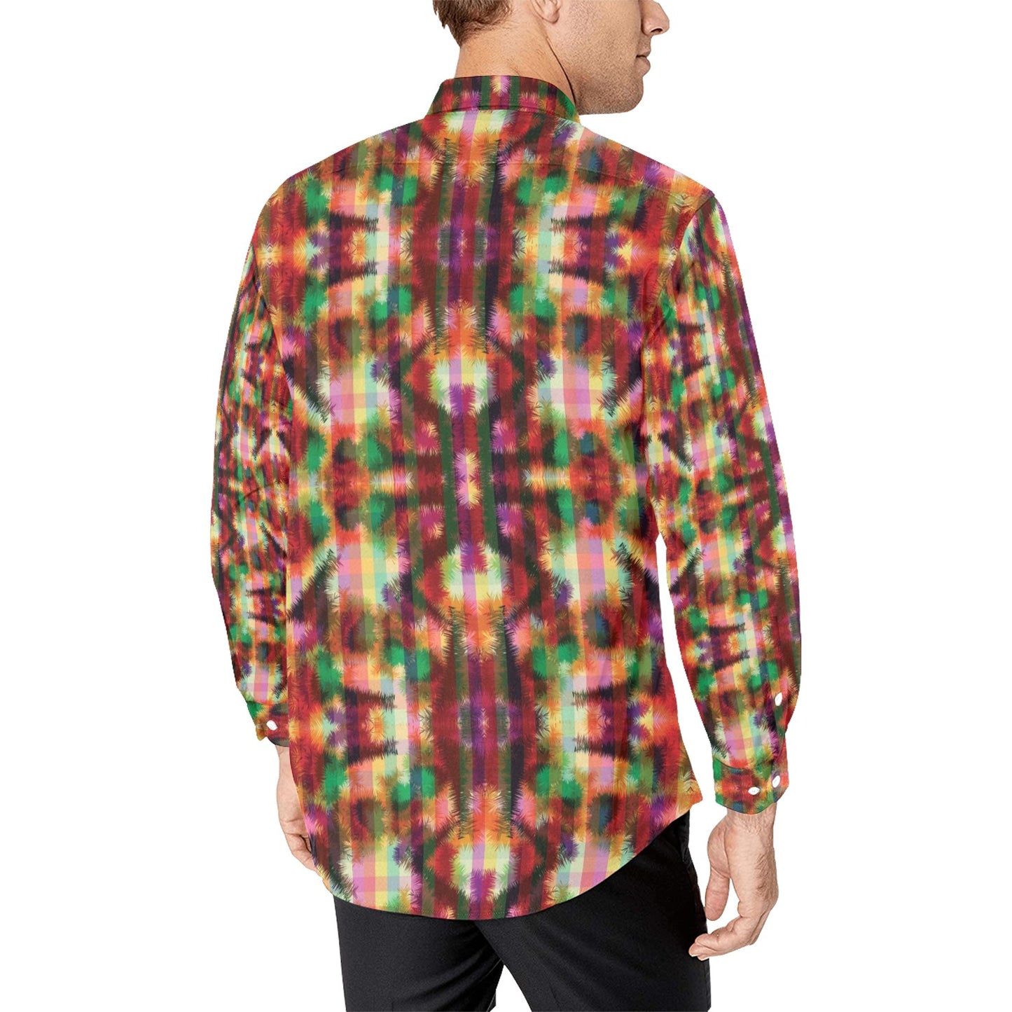 Tie Dye Print Design LKS301 Men's Long Sleeve Dress Shirt