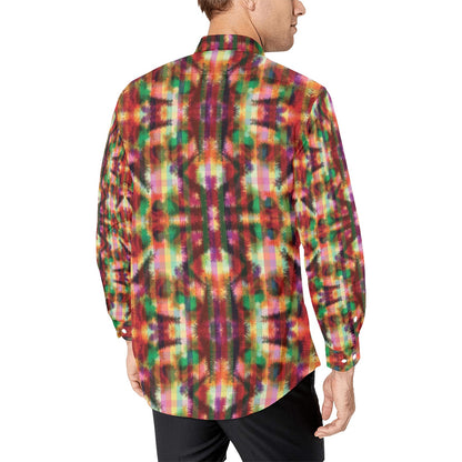 Tie Dye Print Design LKS301 Men's Long Sleeve Dress Shirt