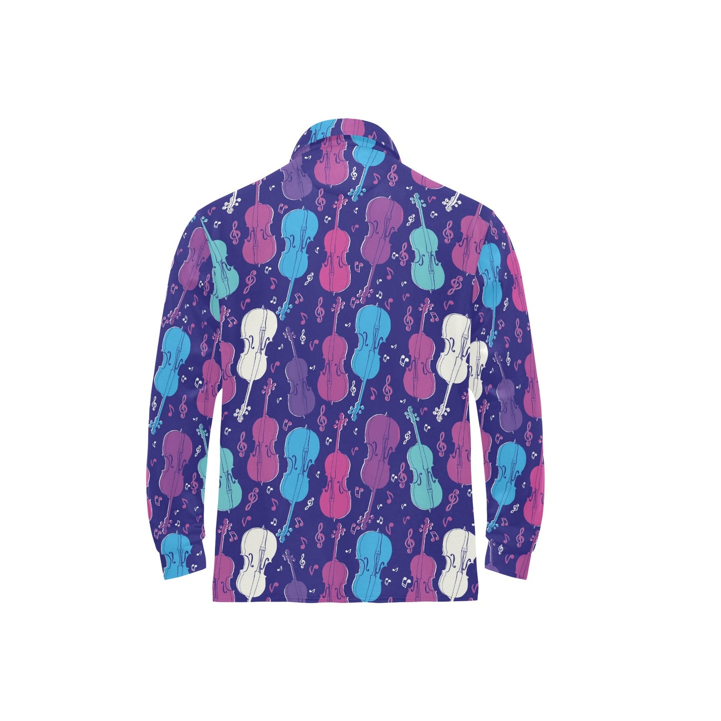 Cello Pattern Print Design 01 Long Sleeve Polo Shirt For Men's