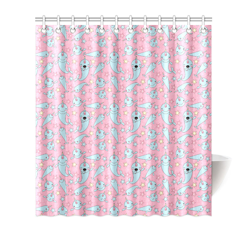 Narwhal Cartoon Cute Print Shower Curtain