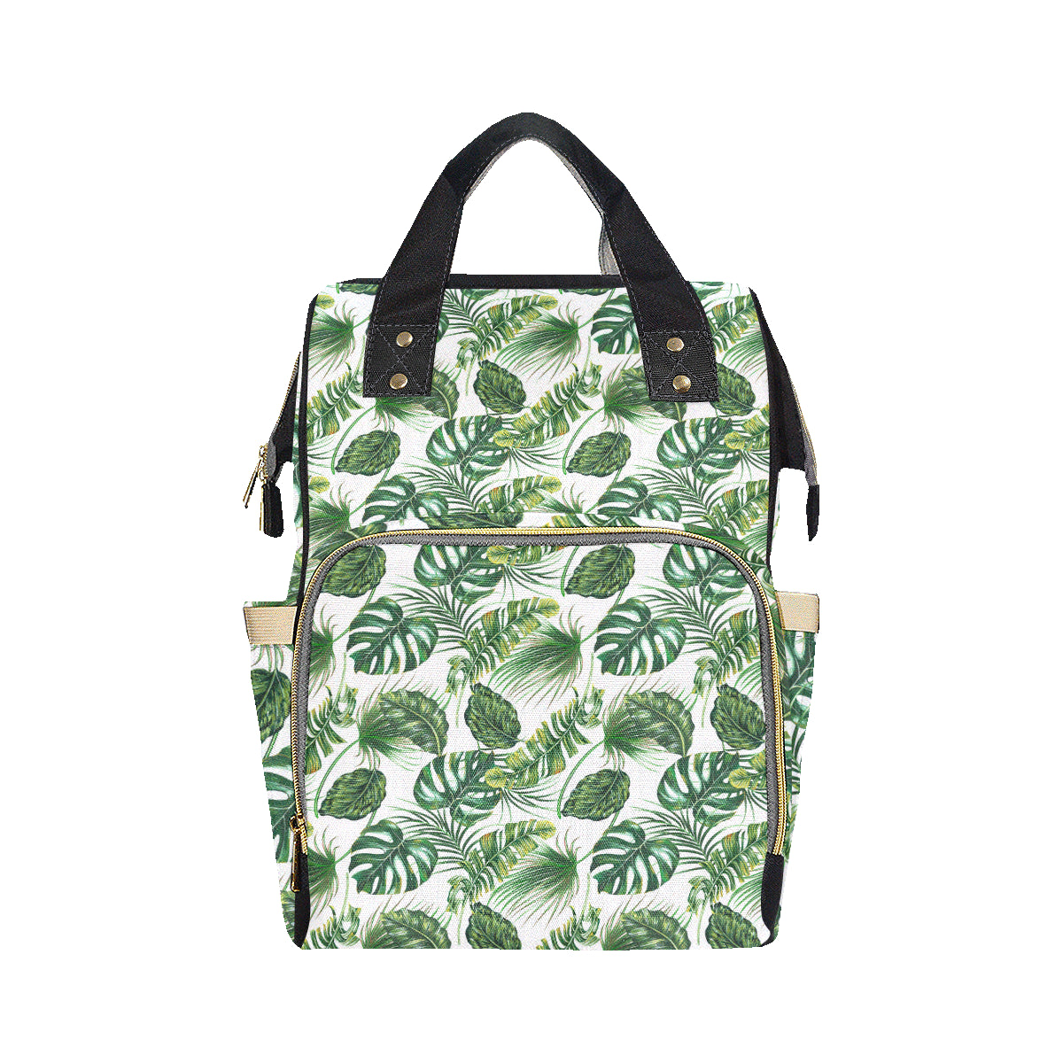 Green Pattern Tropical Palm Leaves Diaper Bag Backpack