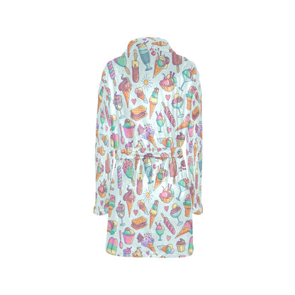 Ice Cream Pattern Print Design IC02 Women's Fleece Robe