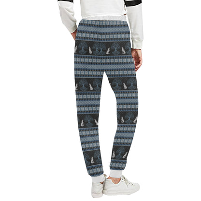 Wolf Tree of Life Knit Design Print Unisex Sweatpants