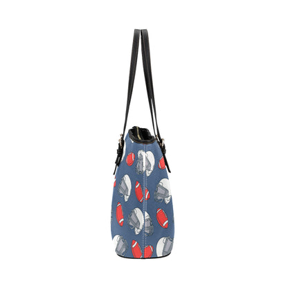 American Football Helmet Design Pattern Leather Tote Bag