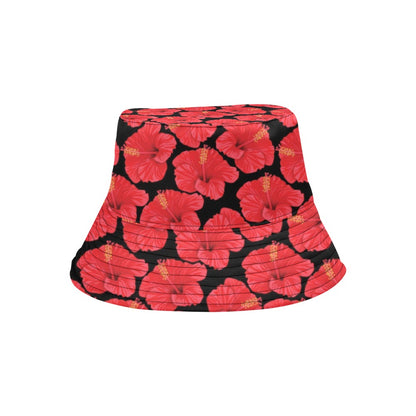 Hibiscus Red Pattern Print Design LKS306 Unisex Bucket Hat
