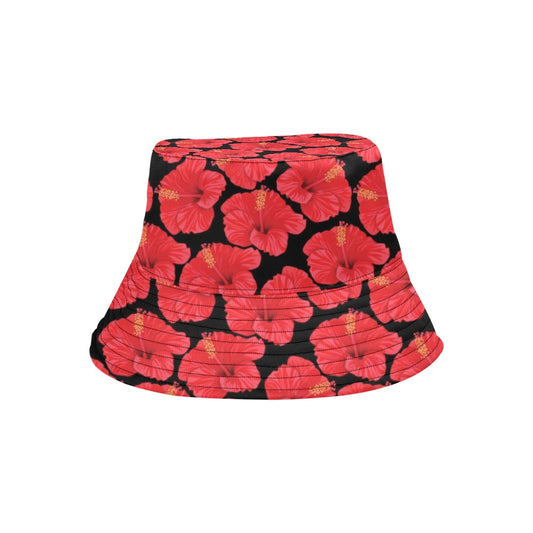 Hibiscus Red Pattern Print Design LKS306 Unisex Bucket Hat