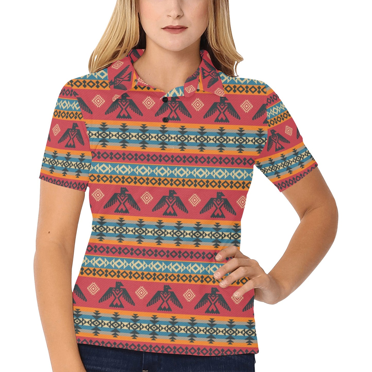 Eagles Native American Design Women's Polo Shirt