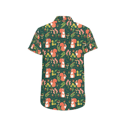 Squirrel Print Design LKS302 Men Short Sleeve Button Up Shirt