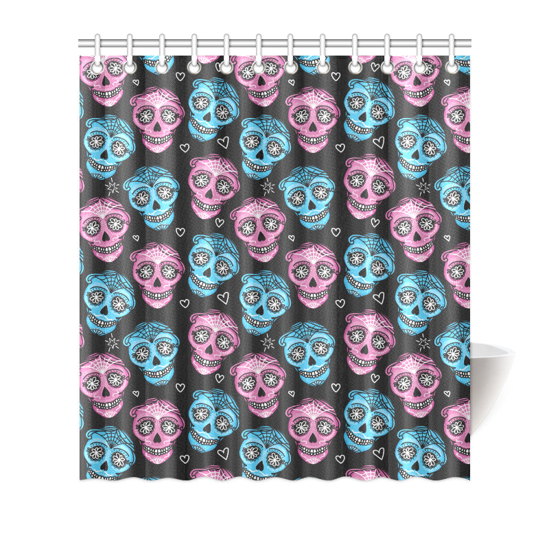 Day of the Dead Skull Print Pattern Shower Curtain