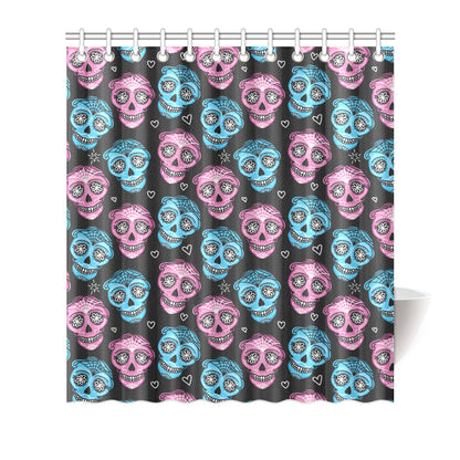 Day of the Dead Skull Print Pattern Shower Curtain