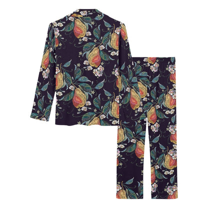 Pear Pattern Print Design PE02 Women's Long Pajama Set