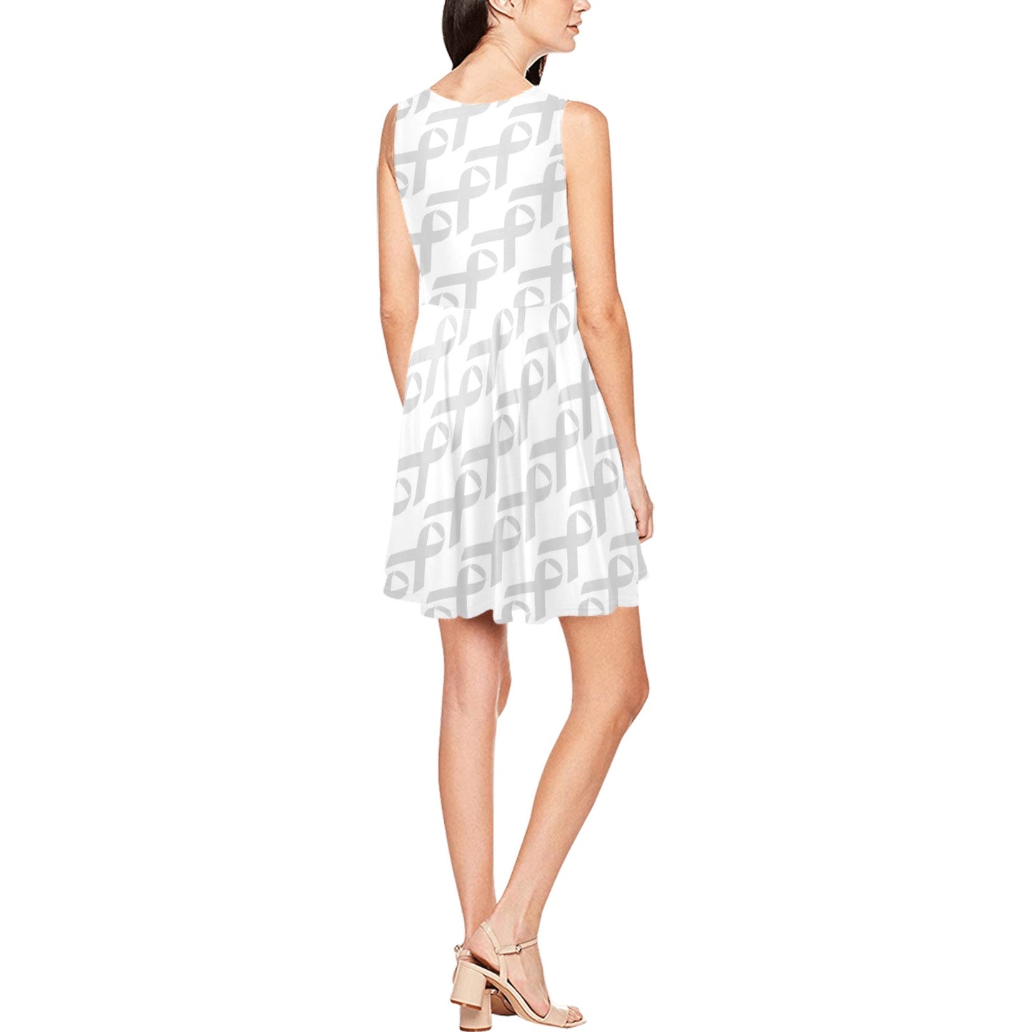 Brain cancer Pattern Print Design 02 Sleeveless Dress