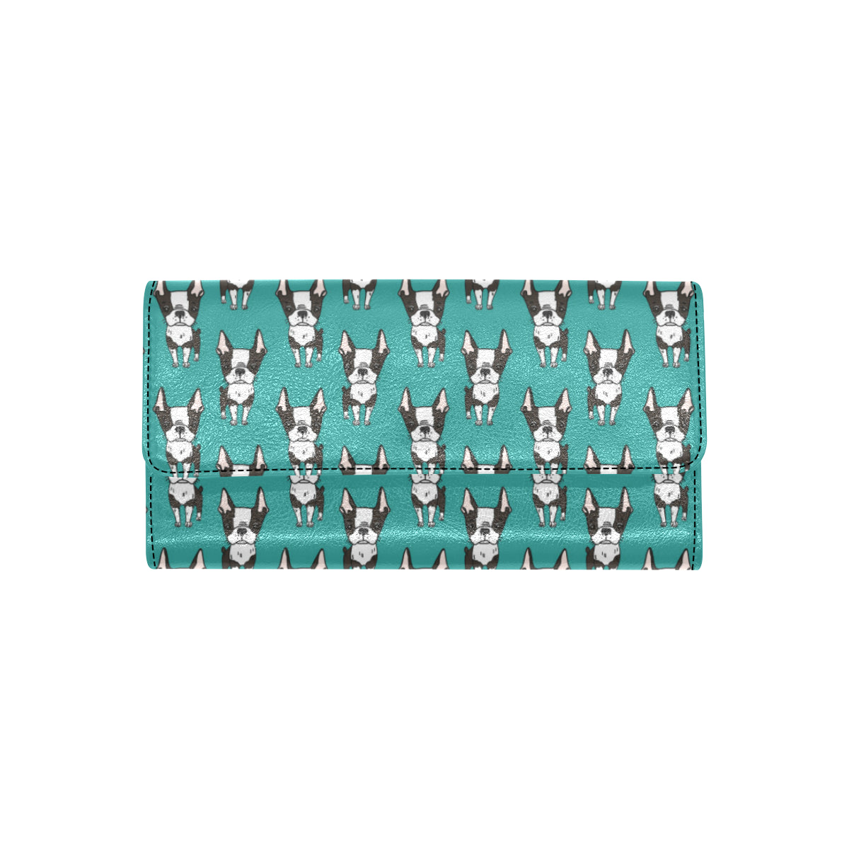 Boston Terrier Pattern Print Design 04 Women's Trifold Wallet