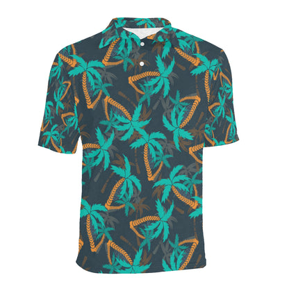 Palm Tree Pattern Print Design PT01 Men Polo Shirt
