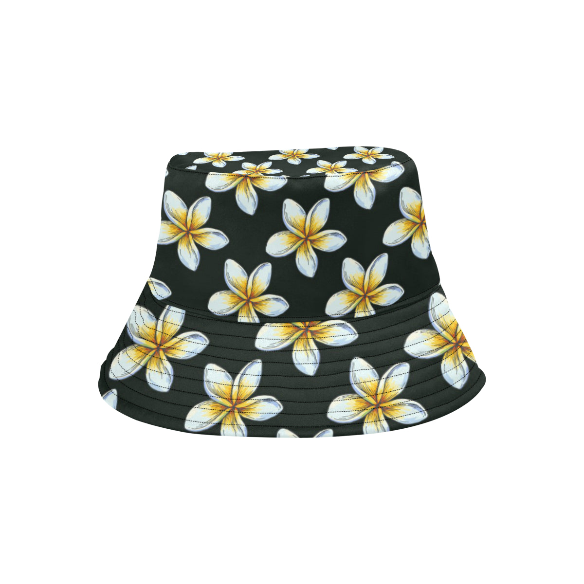 White Plumeria Pattern Print Design PM022 Unisex Bucket Hat
