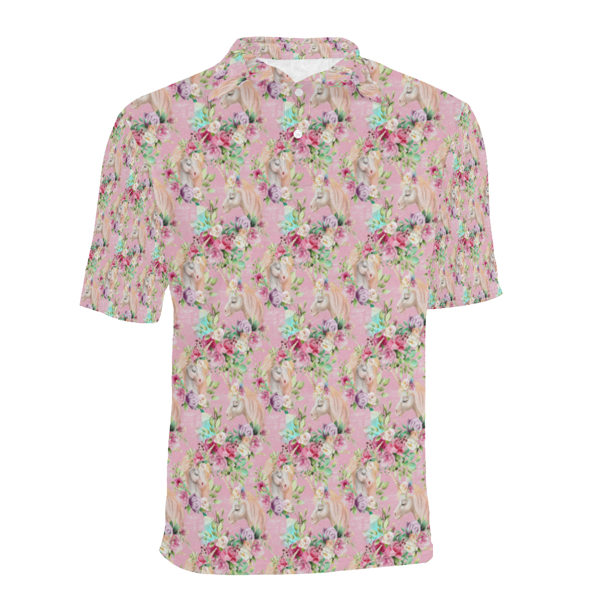 Unicorn Princess with Rose Men Polo Shirt