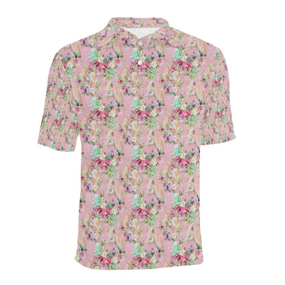 Unicorn Princess with Rose Men Polo Shirt