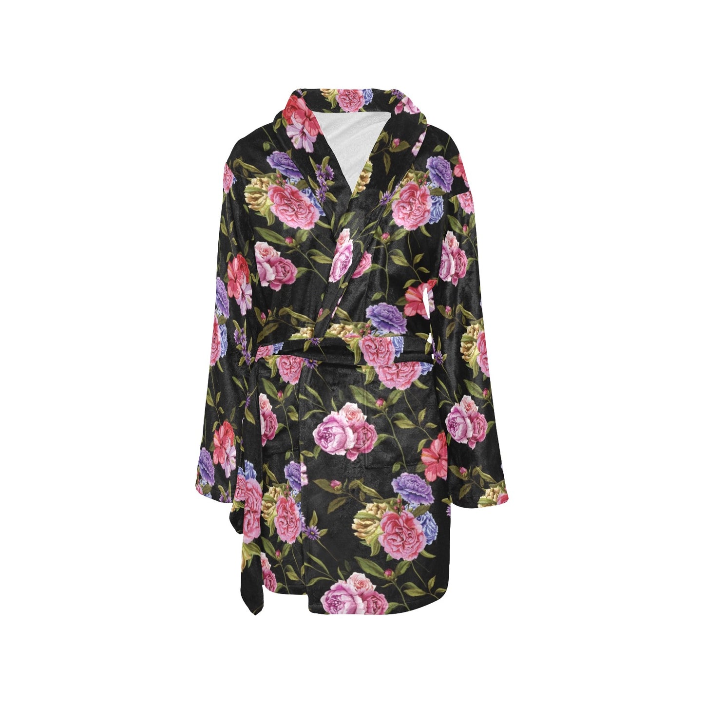 Carnations Pattern Print Design CN05 Women's Fleece Robe
