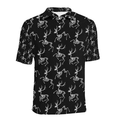 Deer Skeleton Print Pattern Men Polo Shirt