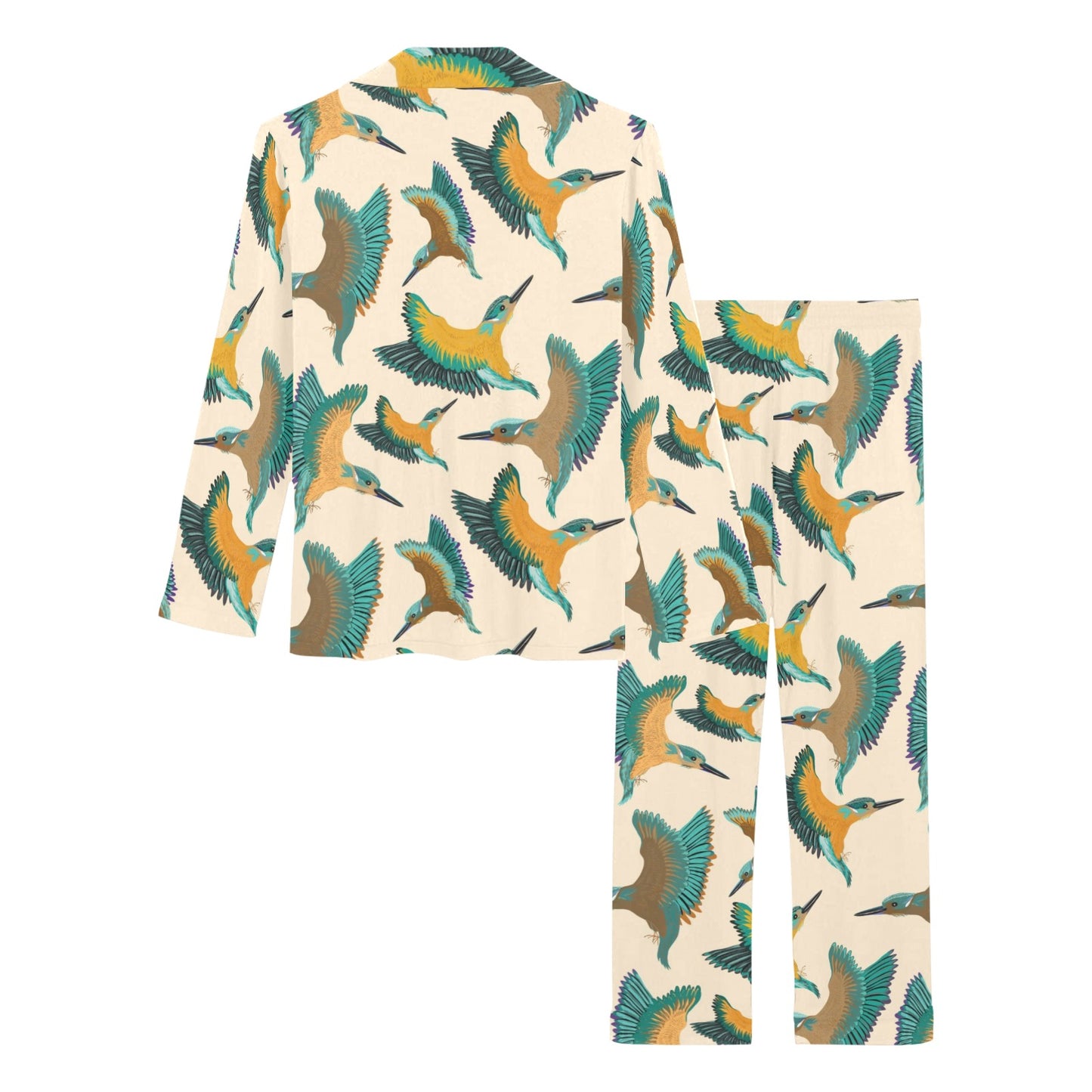 Kingfisher Pattern Print Design 02 Women's Long Pajama Set
