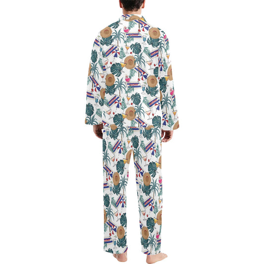 Aloha Hawaii Beach Pattern Print Design 04 Men's Long Pajama Set