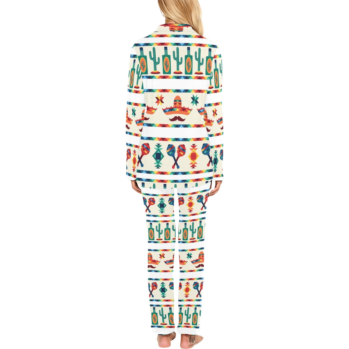 Maracas Mexican Pattern Print Design 01 Women's Long Pajama Set