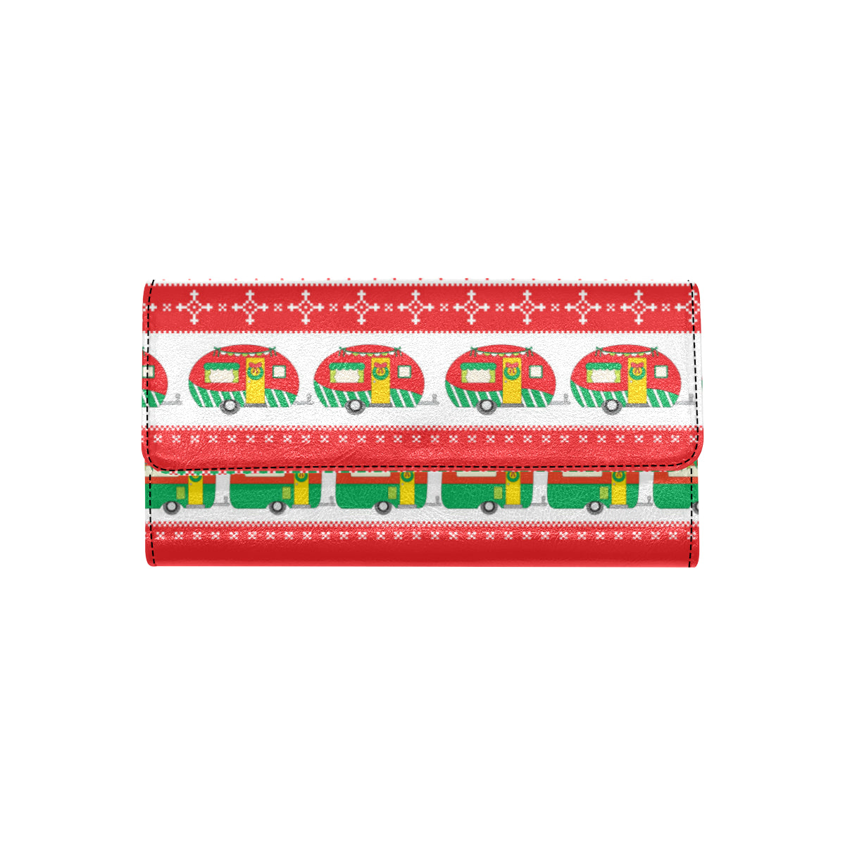 Camper Camping Ugly Christmas Design Print Women's Trifold Wallet