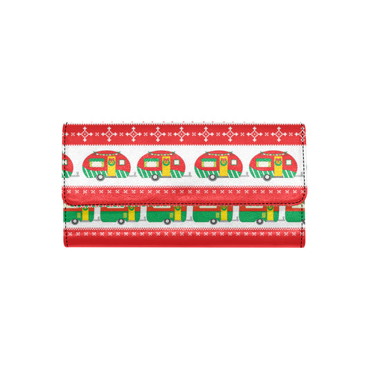 Camper Camping Ugly Christmas Design Print Women's Trifold Wallet