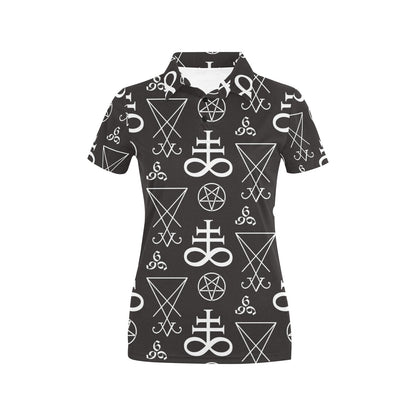 Pentagram Pattern Print Design A04 Women's Polo Shirt