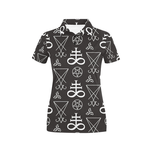 Pentagram Pattern Print Design A04 Women's Polo Shirt