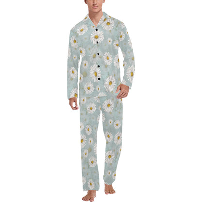Daisy Pattern Print Design DS012 Men's Long Pajama Set
